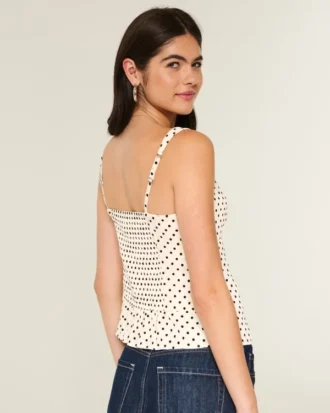 Chiffon-tanktop med blondekant