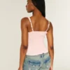 Chiffon-tanktop med blondekant Chiffon-tanktop med blondekant