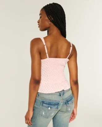 Chiffon-tanktop med blondekant