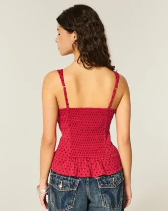 Chiffon-tanktop med blondekant