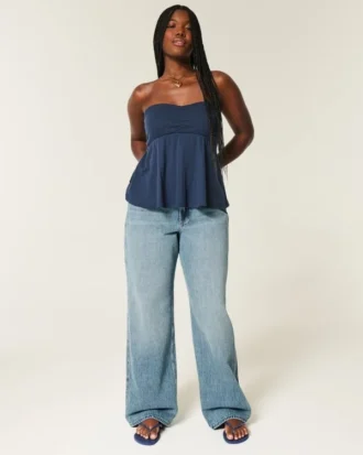 Curvy højtaljede baggy jeans Curvy højtaljede baggy jeans