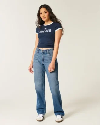 Curvy højtaljede dad jeans
