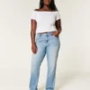 Curvy højtaljede jeans i medium vask med lige ben Curvy højtaljede jeans i medium vask med lige ben