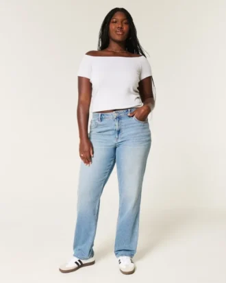 Curvy højtaljede jeans i medium vask med lige ben