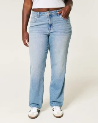 Curvy højtaljede jeans i medium vask med lige ben