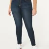 Curvy højtaljede jeansleggings i mørk vask