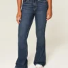 Curvy højtaljede mørkvaskede flare jeans Curvy højtaljede mørkvaskede flare jeans