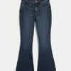 Curvy højtaljede mørkvaskede flare jeans Curvy højtaljede mørkvaskede flare jeans