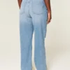 Curvy højtaljede ripped medium wash dad jeans