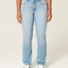 Curvy højtaljede, slidte, lysvaskede, lige jeans