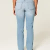 Curvy højtaljede, slidte, lysvaskede, lige jeans