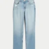 Curvy højtaljede, slidte, lysvaskede, lige jeans