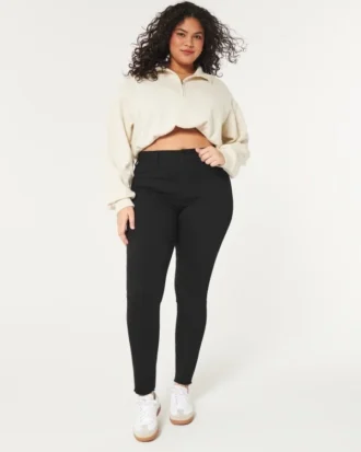 Curvy højtaljede sorte jeansleggings