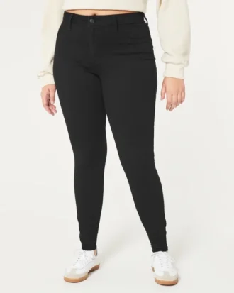 Curvy højtaljede sorte jeansleggings