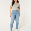 Curvy højtaljede super skinny jeans i medium vask