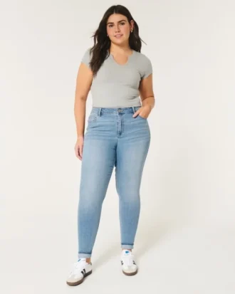 Curvy højtaljede super skinny jeans i medium vask