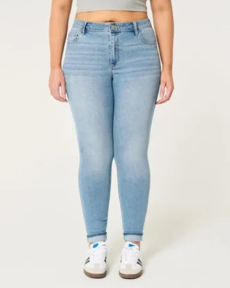 Curvy højtaljede super skinny jeans i medium vask