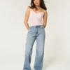 Curvy højtaljet baggy jeans i medium vask Curvy højtaljet baggy jeans i medium vask