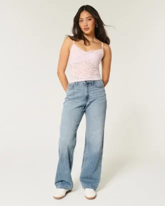 Curvy højtaljet baggy jeans i medium vask Curvy højtaljet baggy jeans i medium vask