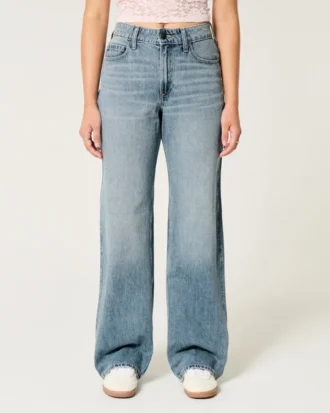 Curvy højtaljet baggy jeans i medium vask Curvy højtaljet baggy jeans i medium vask