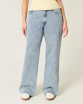 Curvy højtaljet baggy jeans i medium vask Curvy højtaljet baggy jeans i medium vask