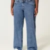 Curvy lavtaljede baggy jeans i medium vask Curvy lavtaljede baggy jeans i medium vask