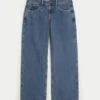 Curvy lavtaljede baggy jeans i medium vask Curvy lavtaljede baggy jeans i medium vask