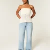 Curvy lavtaljede baggy jeans med distressed look Curvy lavtaljede baggy jeans med distressed look