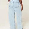 Curvy lavtaljede, slidte, lyse, baggy jeans Curvy lavtaljede, slidte, lyse, baggy jeans