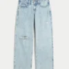 Curvy lavtaljede, slidte, lyse, baggy jeans Curvy lavtaljede, slidte, lyse, baggy jeans