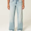 Curvy lavtaljet baggy jeans i lys vask Curvy lavtaljet baggy jeans i lys vask