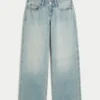 Curvy lavtaljet baggy jeans i lys vask Curvy lavtaljet baggy jeans i lys vask
