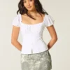 Curvy lavtaljet mini-skort i camouflage-denim Curvy lavtaljet mini-skort i camouflage-denim