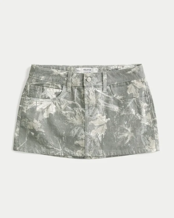 Curvy lavtaljet mini-skort i camouflage-denim Curvy lavtaljet mini-skort i camouflage-denim