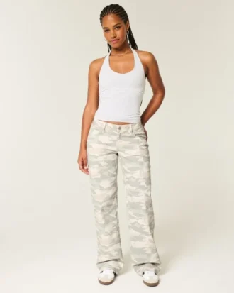 Curvy lavtaljet Y2K camouflage baggy jeans