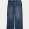 Curvy mid-rise mørkvaskede baggy jeans