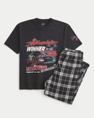 Dale Earnhardt NASCAR grafisk T-shirt og flannel pyjamasbukser