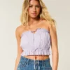 Easy Crop stropløs tube-top med blondeindsats