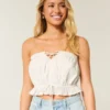 Easy Crop stropløs tube-top med blondeindsats Easy Crop stropløs tube-top med blondeindsats