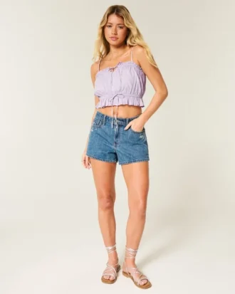 Easy Crop stropløs tube-top med blondeindsats