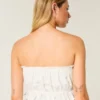 Easy Crop stropløs tube-top med blondeindsats Easy Crop stropløs tube-top med blondeindsats