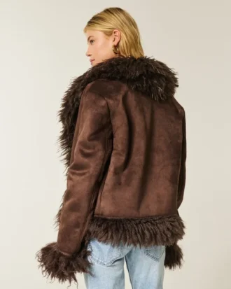 Faux fur-foret faux shearling jakke