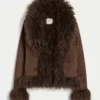 Faux fur-foret faux shearling jakke