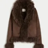 Faux fur-foret faux shearling jakke