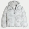 Faux fur-foret pufferjakke med hætte Faux fur-foret pufferjakke med hætte
