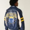 Faux læder University of Michigan Wolverines grafisk jakke Faux læder University of Michigan Wolverines grafisk jakke