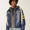 Faux læder University of Michigan Wolverines grafisk jakke Faux læder University of Michigan Wolverines grafisk jakke