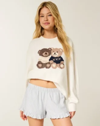 Flanellshorts med flæser