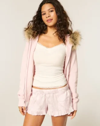 Flanellshorts med flæser