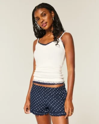Flanellshorts med flæser